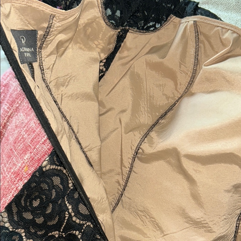 Adrianna Papell Black Tan Off-Shoulder Flutter Sleeve Mini Dress - Picture 11 of 11